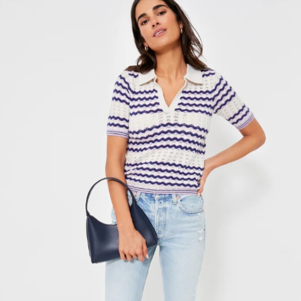 Marine Layer Spencer Sweater Polo - Cool Wave - Size M